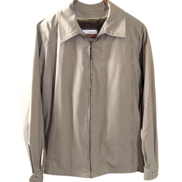 Men's Vintage London Fog Khaki Jacket with Removable Faux Fur Lining, Full Zip - Picture 1 of 14